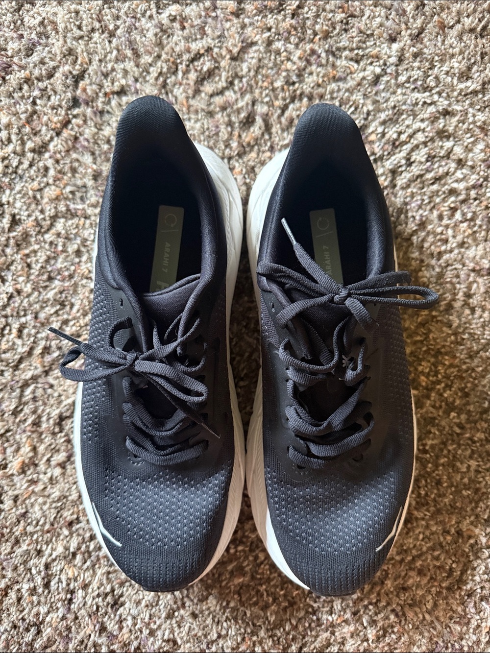 Hoka Black and White Athletic Running Sneakers - Picture 2 of 8